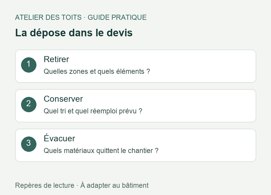 rénovation de toiture : La dépose dans le devis